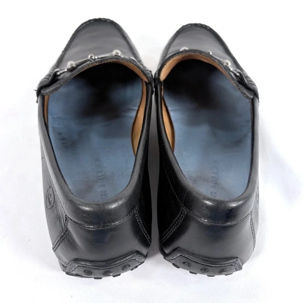 Peter Millar Bit Loafers Black Leather Horsebit Driving Shoes 9.5 M Old Money